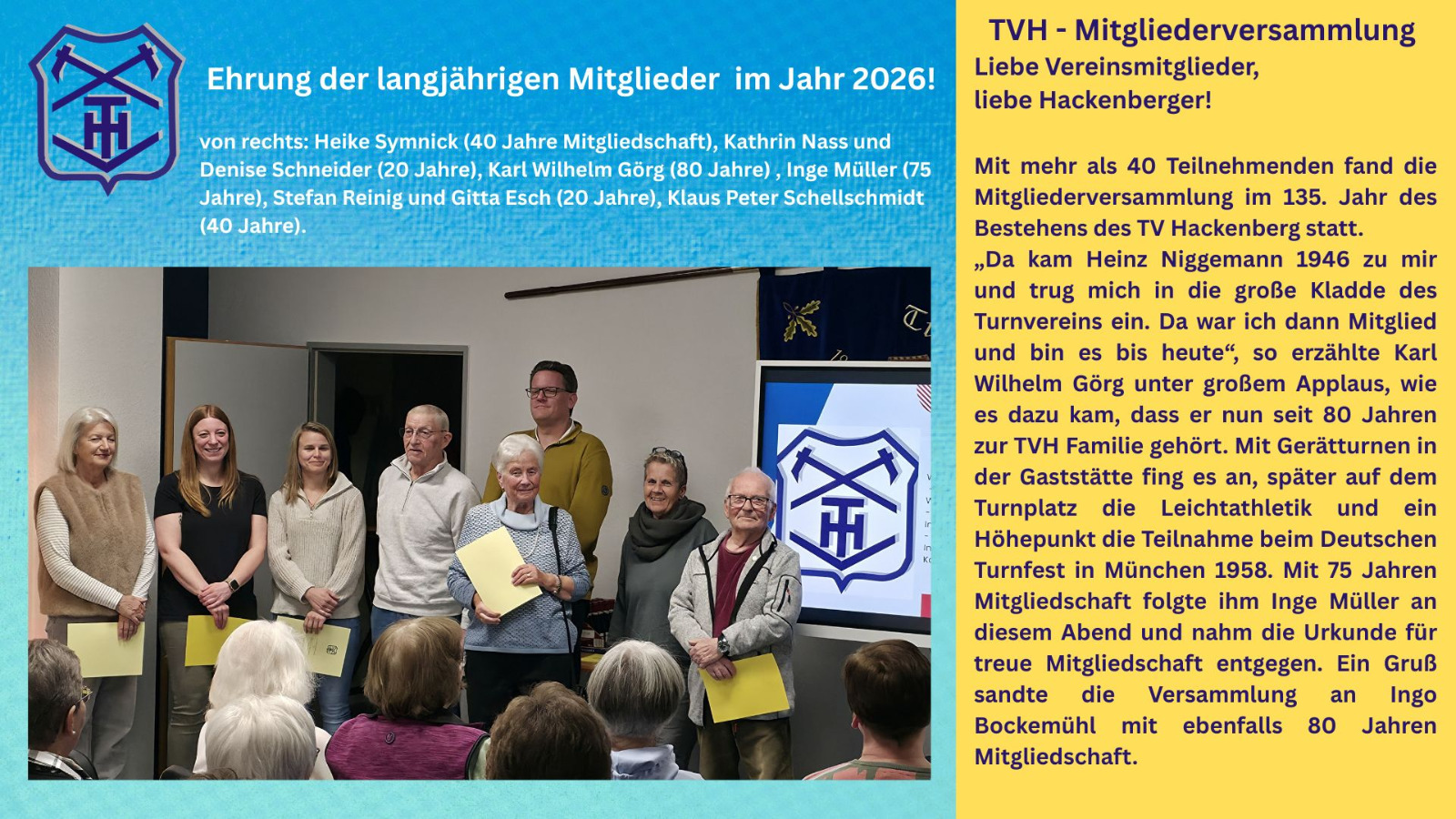 Mitgliederversammlung 2026 - langjährige Mitglieder
